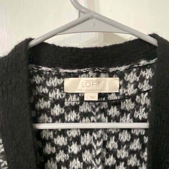 LOFT Black and gray Knit Sweater with fringe - Picture 3 of 3